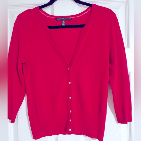 White House Black Market Sweaters - WHBM Dark Pink 3/4 Sleeve Cardigan, Size Medium